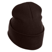Game On Embroidered 12" Cuffed Knit Long Beanie - Brown OSFM