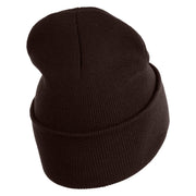 Game On Embroidered 12" Cuffed Knit Long Beanie - Brown OSFM