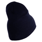 US Submarine Veteran Symbol Embroidered Heavyweight Classic Knit Short Beanie - Navy OSFM
