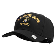 US Marine Corps Retired Design Embroidered 6 Panel Structured Cotton Twill Cap Made in USA - Black OSFM