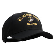 US Marine Corps Retired Design Embroidered 6 Panel Structured Cotton Twill Cap Made in USA - Black OSFM