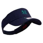 China Bamboo Symbols Embroidered Cotton Twill Sun Visor - Navy OSFM