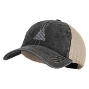 Dubai Skyline Embroidered Pigment Dyed Mesh Cap - Black-Khaki OSFM