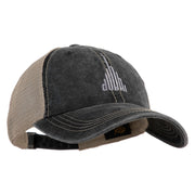 Dubai Skyline Embroidered Pigment Dyed Mesh Cap - Black-Khaki OSFM