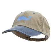 Whale Floating Logo Embroidered Pigment Dyed Wash Cap - Khaki-Navy OSFM