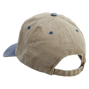 Whale Floating Logo Embroidered Pigment Dyed Wash Cap - Khaki-Navy OSFM