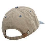 Whale Floating Logo Embroidered Pigment Dyed Wash Cap - Khaki-Navy OSFM