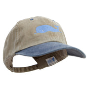 Whale Floating Logo Embroidered Pigment Dyed Wash Cap - Khaki-Navy OSFM