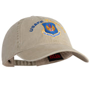 US Air Forces in Europe Veteran Embroidered Washed Solid Pigment Dyed Cotton Twill Brass Buckle Cap - Khaki OSFM