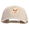 Licensed US Navy Circle Emblem Embroidered Retro Trucker Cap - Khaki OSFM