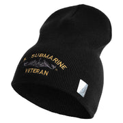 US Submarine Veteran Symbol Embroidered Heavyweight Classic Knit Short Beanie - Black OSFM