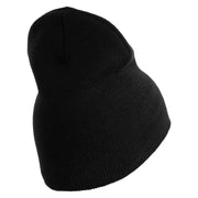 US Submarine Veteran Symbol Embroidered Heavyweight Classic Knit Short Beanie - Black OSFM