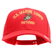 US Marine Corps Retired Design Embroidered 6 Panel Structured Cotton Twill Cap Made in USA - Red OSFM