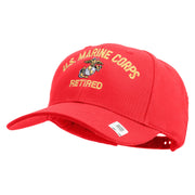 US Marine Corps Retired Design Embroidered 6 Panel Structured Cotton Twill Cap Made in USA - Red OSFM