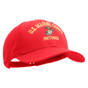 US Marine Corps Retired Design Embroidered 6 Panel Structured Cotton Twill Cap Made in USA - Red OSFM