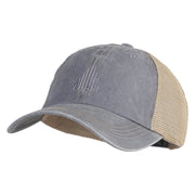 Dubai Skyline Embroidered Pigment Dyed Mesh Cap - Grey-Khaki OSFM