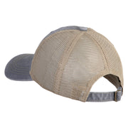 Dubai Skyline Embroidered Pigment Dyed Mesh Cap - Grey-Khaki OSFM
