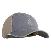 Dubai Skyline Embroidered Pigment Dyed Mesh Cap - Grey-Khaki OSFM