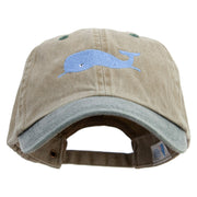 Whale Floating Logo Embroidered Pigment Dyed Wash Cap - Khaki-Green OSFM