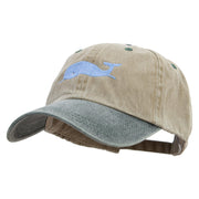 Whale Floating Logo Embroidered Pigment Dyed Wash Cap - Khaki-Green OSFM