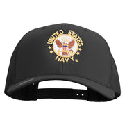 Licensed US Navy Circle Emblem Embroidered Retro Trucker Cap - Black OSFM