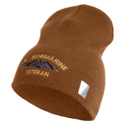 US Submarine Veteran Symbol Embroidered Heavyweight Classic Knit Short Beanie - Caramel OSFM