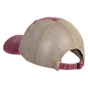 Dubai Skyline Embroidered Pigment Dyed Mesh Cap - Wine-Khaki OSFM
