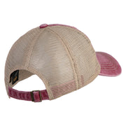 Dubai Skyline Embroidered Pigment Dyed Mesh Cap - Wine-Khaki OSFM