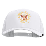 Licensed US Navy Circle Emblem Embroidered Retro Trucker Cap - White OSFM