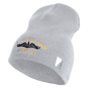 US Submarine Veteran Symbol Embroidered Heavyweight Classic Knit Short Beanie - Heather-Grey OSFM