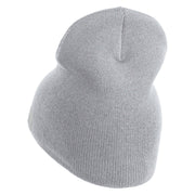 US Submarine Veteran Symbol Embroidered Heavyweight Classic Knit Short Beanie - Heather-Grey OSFM