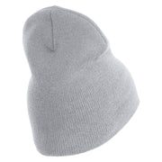 US Submarine Veteran Symbol Embroidered Heavyweight Classic Knit Short Beanie - Heather-Grey OSFM