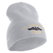 US Submarine Veteran Symbol Embroidered Heavyweight Classic Knit Short Beanie - Heather-Grey OSFM
