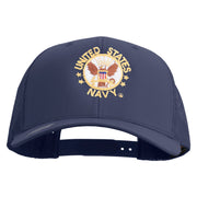 Licensed US Navy Circle Emblem Embroidered Retro Trucker Cap - Navy OSFM