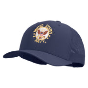 Licensed US Navy Circle Emblem Embroidered Retro Trucker Cap - Navy OSFM