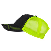 Fashion Quilted Trucker Two Tone Neon Mesh Cap