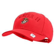 US Marine Semper Fidelis Design Embroidered 6 Panel Structured Cotton Twill Cap Made in USA - Red OSFM