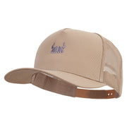 Viking helmet Logo Embroidered Twill 5 panel Mesh Back Cap - Khaki OSFM