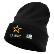 Licensed Star US Army Embroidered 12 Inch Long Knitted Beanie - Black OSFM