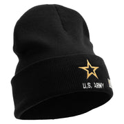 Licensed Star US Army Embroidered 12 Inch Long Knitted Beanie - Black OSFM