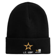 Licensed Star US Army Embroidered 12 Inch Long Knitted Beanie - Black OSFM