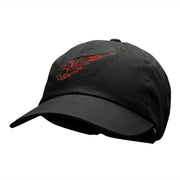 Flaming Baseball Outline Embroidered Unstructured Cotton Twill Cap