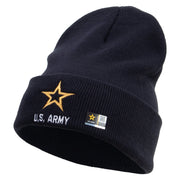 Licensed Star US Army Embroidered 12 Inch Long Knitted Beanie - Navy OSFM