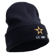 Licensed Star US Army Embroidered 12 Inch Long Knitted Beanie - Navy OSFM