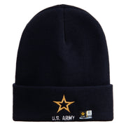 Licensed Star US Army Embroidered 12 Inch Long Knitted Beanie - Navy OSFM