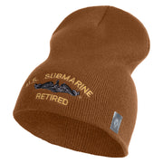 US Submarine Retired Symbol Embroidered Heavyweight Classic Knit Short Beanie - Caramel OSFM