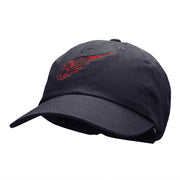 Flaming Baseball Outline Embroidered Unstructured Cotton Twill Cap