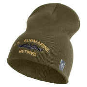 US Submarine Retired Symbol Embroidered Heavyweight Classic Knit Short Beanie - Olive OSFM