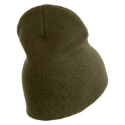 US Submarine Retired Symbol Embroidered Heavyweight Classic Knit Short Beanie - Olive OSFM