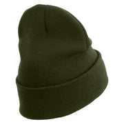 Licensed Star US Army Embroidered 12 Inch Long Knitted Beanie - Olive OSFM